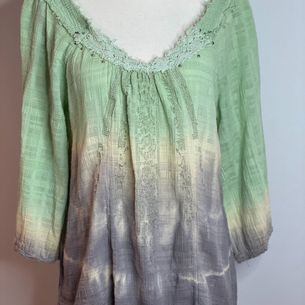 Free People Mint Green to Gray Ombre Boho Tunic